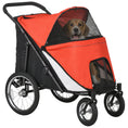 Load image into Gallery viewer, PawHut Dog Stroller for Medium and Large Dogs and Cats, Easy Fold Pet Stroller with Washable Cushion, Storage Bags, Safety Leash for Outdoor, Red