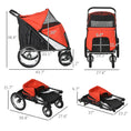 Load image into Gallery viewer, PawHut Dog Stroller for Medium and Large Dogs and Cats, Easy Fold Pet Stroller with Washable Cushion, Storage Bags, Safety Leash for Outdoor, Red