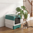 Load image into Gallery viewer, Cat Litter Box with Lid, Hooded Cat Litter Box with Pull-Out Drawer Tray, Scoop, Front Entry & Top Exit, 4 Deodorization Bags, Easy to Clean, Teal