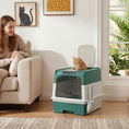 Load image into Gallery viewer, Cat Litter Box with Lid, Hooded Cat Litter Box with Pull-Out Drawer Tray, Scoop, Front Entry & Top Exit, 4 Deodorization Bags, Easy to Clean, Teal