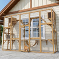 Load image into Gallery viewer, Catio Outdoor Cat Enclosure Window, Outdoor Cat House with Weather Protection Roof for Multiple Kitties, Wooden Frame, Shelves & Bridges, 118" x 37.5" x 74", Yellow
