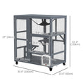 Load image into Gallery viewer, Wooden Cat House for Indoor 3 Levels Cat Condo Villa on Wheels with Flap Door Platforms Hammock Openable Top for 2 Kittens, Light Grey