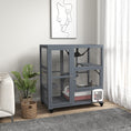 Load image into Gallery viewer, Cat Cage House, Catio Cat Indoor Enclosure on Wheels, Weather-Resistant Wooden Kitty Cage with Platforms, Hammock, Light Grey