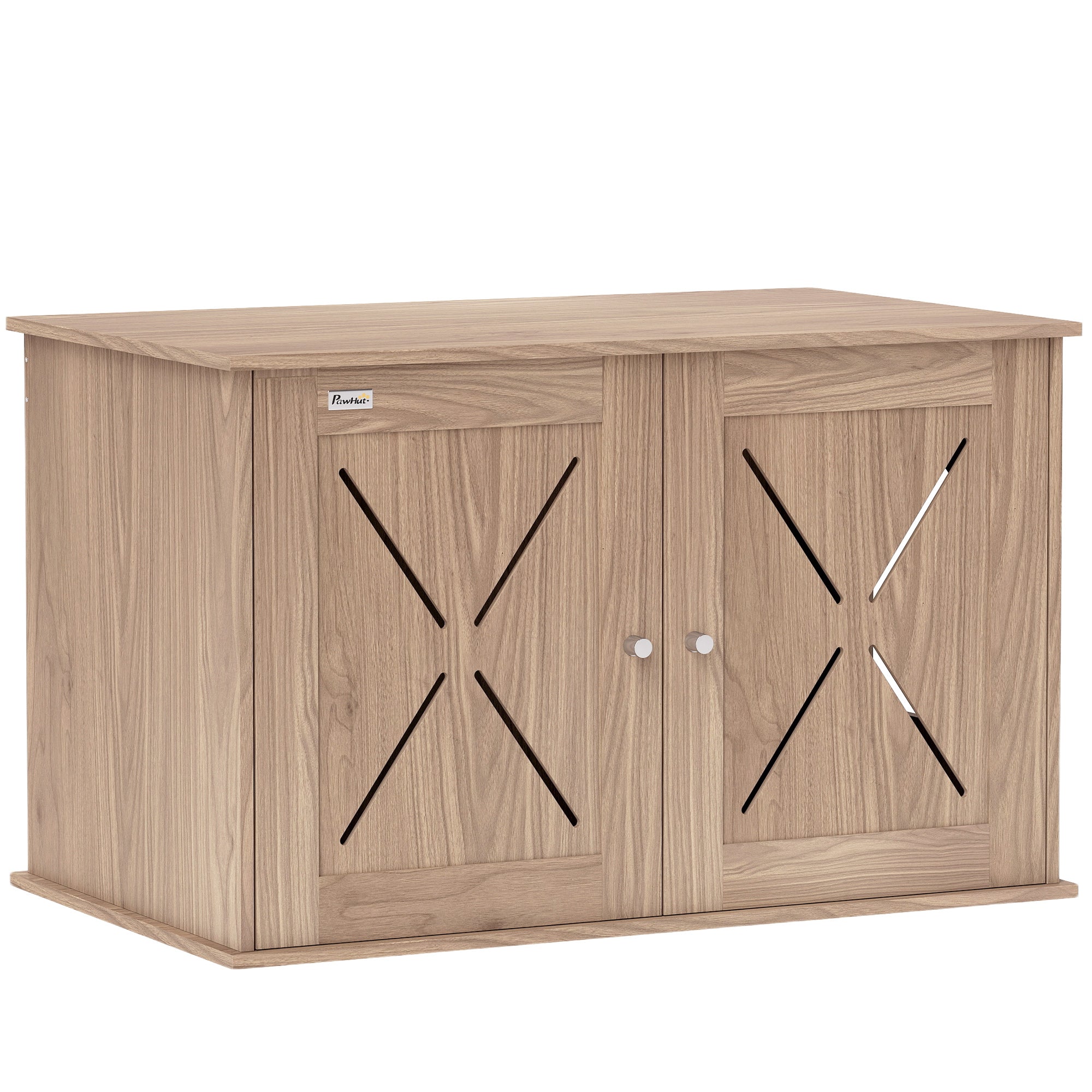 Cat Litter Box Enclosure, Cats House Litter Box Furniture with Double Doors and Side Entrance, Non-Slip Pads, Indoor Kitty House Hidden Washroom Toilet for Living Room, Walnut Brown