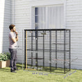 Load image into Gallery viewer, Catio Outdoor Cat Enclosure, Weld Wire Outdoor Cat House with Waterproof Cover, 4 Jumping Platforms, Hammock, Cat Cage Indoor for 1-3 Kittens, 69" x 22" x 62", Black