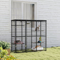 Load image into Gallery viewer, Catio Outdoor Cat Enclosure, Weld Wire Outdoor Cat House with Waterproof Cover, 4 Jumping Platforms, Hammock, Cat Cage Indoor for 1-3 Kittens, 69" x 22" x 62", Black