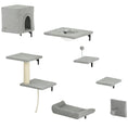 Load image into Gallery viewer, Cat Wall Shelves, 7PCs Cat Shelves with Perches, House, Sisal Post Ladder, Bed & Ball, Ceiling Wall Mounted Cat Climber, Grey