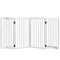 Load image into Gallery viewer, Free Standing Pet Gate, Foldable Dog Gates with 2 Support Feet, 4 Panels for Doorway Stairs, 30" High Wooden Pet Fence for Small Medium Dogs, Indoor Use, White