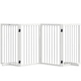 Load image into Gallery viewer, Free Standing Pet Gate, Foldable Dog Gates with 2 Support Feet, 4 Panels for Doorway Stairs, 30" High Wooden Pet Fence for Small Medium Dogs, Indoor Use, White