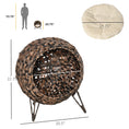 Load image into Gallery viewer, PawHut 20.5" Weaved Cat Bed, Elevated Hand-woven Braided Banana Leaf Kitten House Condo with Cushion, Brown