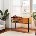 Load image into Gallery viewer, Tortoise House with 2 Rooms, Wooden Reptile Enclosure Habitat with Clear Windows, Ramps, Openable Top, Built-in Tray, with Stand Legs for Indoor Use, Yellow