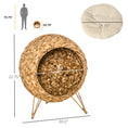 Load image into Gallery viewer, PawHut 20.5" Weaved Cat Bed, Elevated Hand-woven Braided Banana Leaf Kitten House Condo with Cushion, Natural