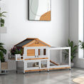 Load image into Gallery viewer, 65" Wooden Rabbit Hutch, Pet Playpen with Openable Roof, Bunny House Enclosure with Storage Box, Slide-out Tray, Ramp, for Rabbits and Small Animals, Yellow