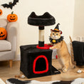 Load image into Gallery viewer, Gothic Cat Tree, 28" Cat Tower for Indoor Kittens with Plush Top Bed, Cozy Condo, Sisal Scratching Post, Perch, Dangling Ball, Red and Black