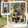 Load image into Gallery viewer, PawHut 3 in 1 Dog Stroller with Detachable Cabin, 4 Wheel Folding Lightweight Pet Stroller with Adjustable Canopy, Rubber Wheels, Storage Basket, Cupholder, Cat Stroller for Small Dogs and Cats, Gray