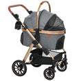 Load image into Gallery viewer, PawHut 3 in 1 Dog Stroller with Detachable Cabin, 4 Wheel Folding Lightweight Pet Stroller with Adjustable Canopy, Rubber Wheels, Storage Basket, Cupholder, Cat Stroller for Small Dogs and Cats, Gray