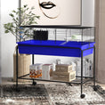 Load image into Gallery viewer, PawHut Two-Story Small Animal Cage Removable from Stand, Guinea Pig Cage, Hedgehog Cage, Chinchilla Cage, Ferret, with Shelf & Wheels, Pet Habitat, 39" x 20.5" x 36.5", Blue