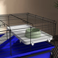 Load image into Gallery viewer, PawHut Two-Story Small Animal Cage Removable from Stand, Guinea Pig Cage, Hedgehog Cage, Chinchilla Cage, Ferret, with Shelf & Wheels, Pet Habitat, 39" x 20.5" x 36.5", Blue