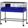 Load image into Gallery viewer, PawHut Two-Story Small Animal Cage Removable from Stand, Guinea Pig Cage, Hedgehog Cage, Chinchilla Cage, Ferret, with Shelf & Wheels, Pet Habitat, 39" x 20.5" x 36.5", Blue