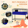 Load image into Gallery viewer, PawHut Two-Story Small Animal Cage Removable from Stand, Guinea Pig Cage, Hedgehog Cage, Chinchilla Cage, Ferret, with Shelf & Wheels, Pet Habitat, 39" x 20.5" x 36.5", Blue