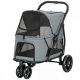 Load image into Gallery viewer, Dog Stroller, 3 Wheels Pet Stroller with Dual Entry, Easy One-Click Quick Fold, Mesh Windows, Washable Cushion, Pet Travel Buggy for Small and Medium Dogs and Cats, Grey