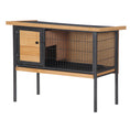Load image into Gallery viewer, PawHut Rabbit Hutch Elevated Bunny Cage Small Animal Habitat with Metal Frame, No Leak Tray, Mtetal Wire Pan and Openable Water-Resistant Asphalt Roof for Indoor/Outdoor Natural Wood
