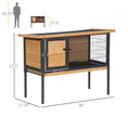 Load image into Gallery viewer, PawHut Rabbit Hutch Elevated Bunny Cage Small Animal Habitat with Metal Frame, No Leak Tray, Mtetal Wire Pan and Openable Water-Resistant Asphalt Roof for Indoor/Outdoor Natural Wood