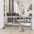 Load image into Gallery viewer, Freestanding Dog Gate, Foldable Pet Fence, Indoor Wood Barrier, Stair Gate with Support Feet, for Doorway, Hallway, Small and Medium Dogs, 69H x 104-183 cm, Blue-grey