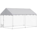 Load image into Gallery viewer, Outdoor Dog Kennel with Roof, Heavy Duty Dog Run Outdoor Fence Cage with Adjustable & Rotating Bowls, Waterproof UV-Resistant Cover, Secure Lock, 13.1' x 7.5' x 7.5'