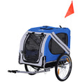 Load image into Gallery viewer, Aosom Dog Bike Trailer, Pet Wagon Bicycle Trailer with Easy Folding Cart Frame, 20" Large Rubber Wheels, 3 Entrances, Mesh Screen, Pet Bike Trailer for Off-Road & Travel, Blue and White