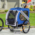 Load image into Gallery viewer, Aosom Dog Bike Trailer, Pet Wagon Bicycle Trailer with Easy Folding Cart Frame, 20" Large Rubber Wheels, 3 Entrances, Mesh Screen, Pet Bike Trailer for Off-Road & Travel, Blue and White