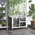Load image into Gallery viewer, Rabbit Hutch Indoor Wooden Guinea Pig House Hamster Cage with Wheels, 2 Layers Bunny Cage with Openable Roof, 91.5 x 53.3 x 73 cm, Grey