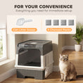 Load image into Gallery viewer, Cat Litter Box with Lid, Enclosed Kitty Litter Box with Pull-Out Drawer Tray, Scoop, 4 Deodorization Bags, Front Entry & Top Exit, Easy to Clean for Cats under 4 kg, Grey
