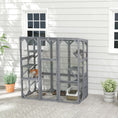 Load image into Gallery viewer, PawHut Catio Outdoor Cat Enclosure, Large Wooden Cat House with 6 Jumping Platforms, Weatherproof Roof, Outdoor Cat Cage Cat Shelter for 1-3 Cats, 59" x 28" x 60", Gray