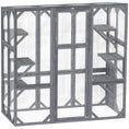 Load image into Gallery viewer, PawHut Catio Outdoor Cat Enclosure, Large Wooden Cat House with 6 Jumping Platforms, Weatherproof Roof, Outdoor Cat Cage Cat Shelter for 1-3 Cats, 59" x 28" x 60", Gray