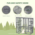 Load image into Gallery viewer, PawHut Catio Outdoor Cat Enclosure, Large Wooden Cat House with 6 Jumping Platforms, Weatherproof Roof, Outdoor Cat Cage Cat Shelter for 1-3 Cats, 59" x 28" x 60", Gray