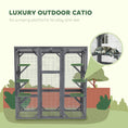 Load image into Gallery viewer, PawHut Catio Outdoor Cat Enclosure, Large Wooden Cat House with 6 Jumping Platforms, Weatherproof Roof, Outdoor Cat Cage Cat Shelter for 1-3 Cats, 59" x 28" x 60", Gray