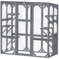 Load image into Gallery viewer, PawHut Catio Outdoor Cat Enclosure, Large Wooden Cat House with 6 Jumping Platforms, Weatherproof Roof, Outdoor Cat Cage Cat Shelter for 1-3 Cats, 59" x 28" x 60", Gray