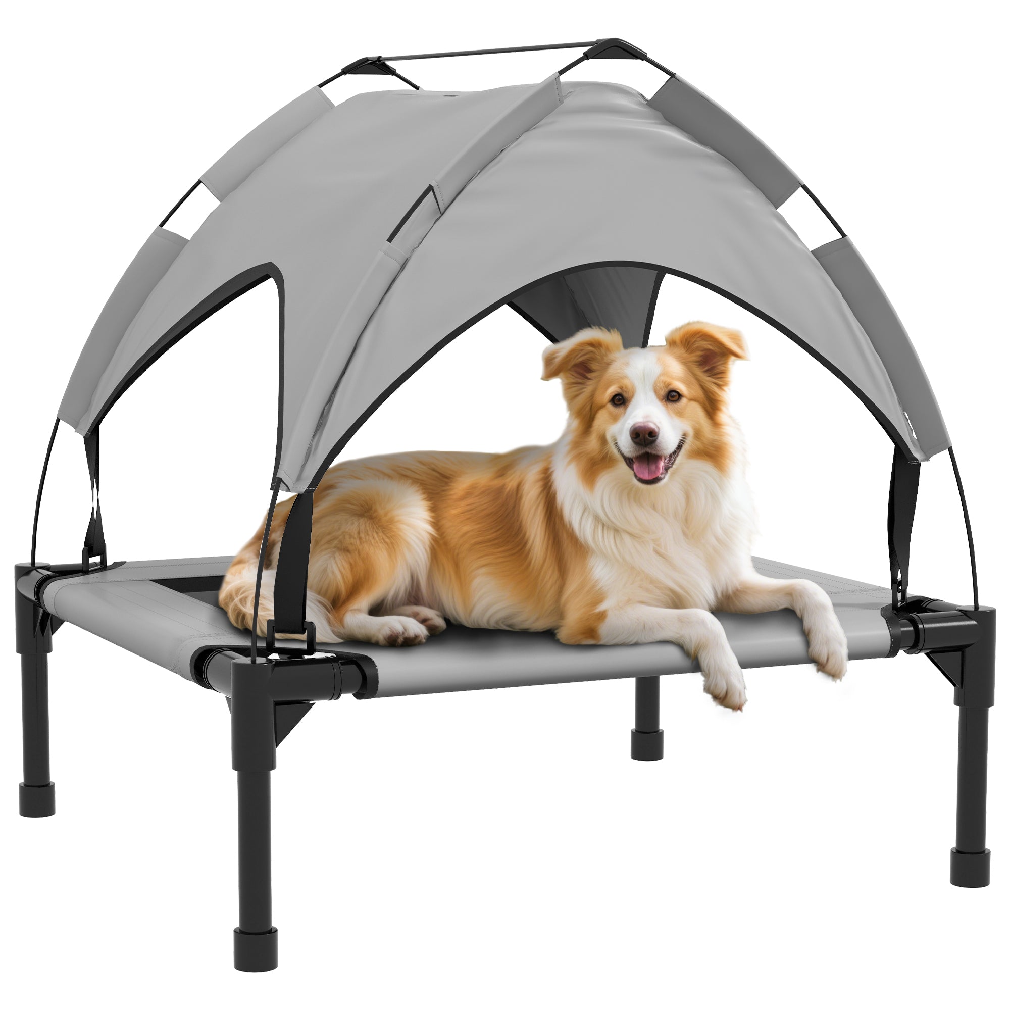 PawHut Elevated Dog Bed with Canopy, Raised Outdoor Pet Bed for Camping with Washable Breathable Mesh, 30