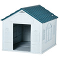 Load image into Gallery viewer, Plastic Dog House Outdoor Indoor, Weather-Resistant Dog Kennel, with Large Opening, for Large Dogs, 84.2 x 98.2 x 82cm - White and Blue