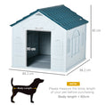 Load image into Gallery viewer, Plastic Dog House Outdoor Indoor, Weather-Resistant Dog Kennel, with Large Opening, for Large Dogs, 84.2 x 98.2 x 82cm - White and Blue