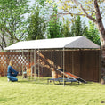 Load image into Gallery viewer, Outdoor Dog Kennel with Two Rooms, Heavy Duty Dog Run Outdoor Fence Cage with Waterproof UV-Resistant Cover, Escape-Proof Lock, 19.7' x 7.5' x 7.5'