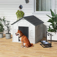 Load image into Gallery viewer, Plastic Dog House Outdoor Indoor, Weather-Resistant Dog Kennel, with Large Opening, for Large Dogs, 84.2 x 98.2 x 82cm - Grey