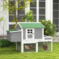 Load image into Gallery viewer, 63" Wooden Chicken Coop Hen House Poultry Cage for Outdoor Backyard with Raised Garden Bed, Run Area, Nesting Box and Removable Tray, Gray