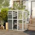 Load image into Gallery viewer, Wooden Cat Catio, 66.5"L Walk in Outdoor Cat House with PVC Weather Protection Roof, Multiple Platforms, Lockable Doors, Resting Condo, Observation Window, for 2 Cats