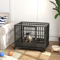 Load image into Gallery viewer, PawHut 36" Heavy Duty Dog Crate Metal Cage Kennel with Lockable Wheels, Double Door and Removable Tray, Gray