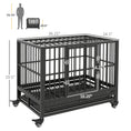 Load image into Gallery viewer, PawHut 36" Heavy Duty Dog Crate Metal Cage Kennel with Lockable Wheels, Double Door and Removable Tray, Gray