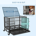 Load image into Gallery viewer, PawHut 36" Heavy Duty Dog Crate Metal Cage Kennel with Lockable Wheels, Double Door and Removable Tray, Gray