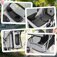 Load image into Gallery viewer, Pet Stroller for Small Miniature Dogs Cats Foldable Travel Carriage with Wheels Zipper Entry Cup Holder Storage Basket Grey