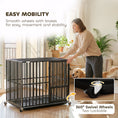 Load image into Gallery viewer, Heavy Duty Dog Crate, Dog Cage with Wheels for Medium Large Breeds, Metal Pet Crate with Removable Tray and 3 Doors for Indoor & Outdoor, 95 x 57 x 81 cm, Black